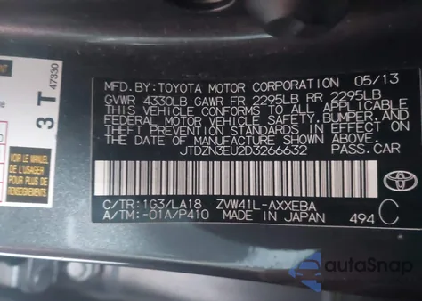 2013 Toyota Prius V Five from USA, damaged, VIN JTDZN3EU2D3266632